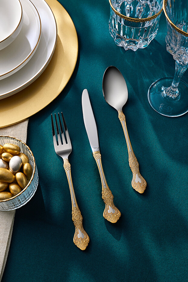Juliet 12-Person 84-Piece Cutlery Set Gold