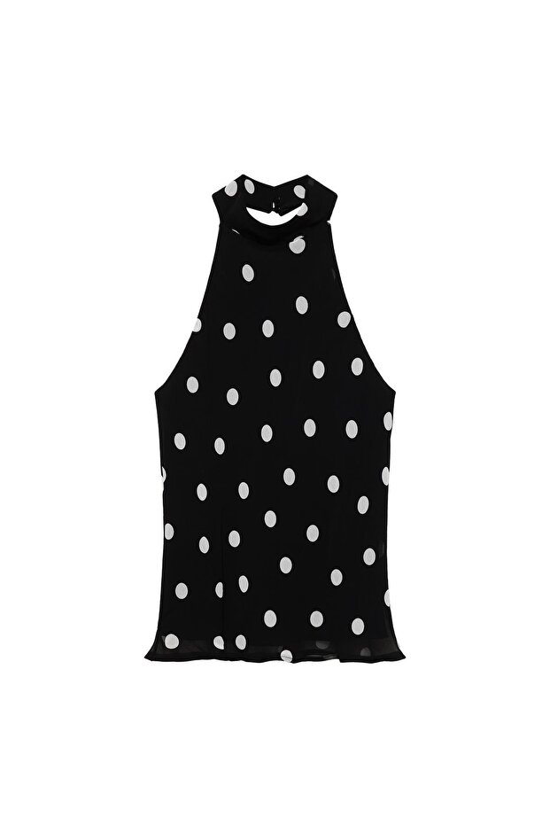 Puantiye desenli halter top - 3