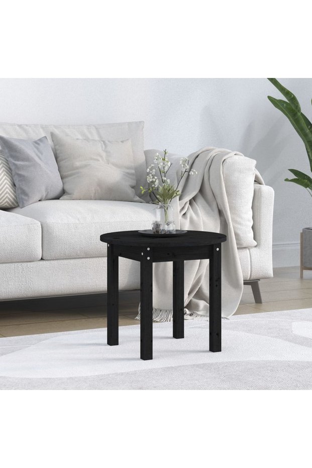 Coffee table, black, Ø 45x40 cm, solid pine wood