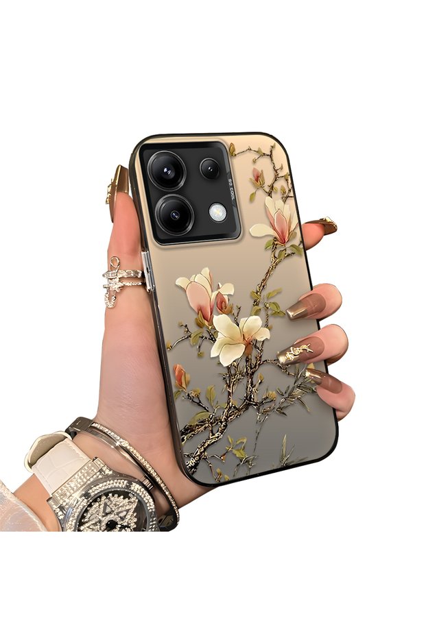 Poco X6 Compatible Unbreakable Silicone Beautiful Floral Print Printed Cover Shock Absorbing Protection