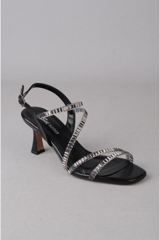 Seç Y126 Stone-Embellished Heel-Heightened Evening Shoes (Heel: 7.5cm) Black