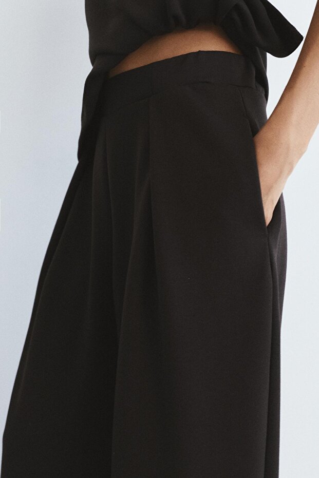 Pili geniş paça pantolon - 6