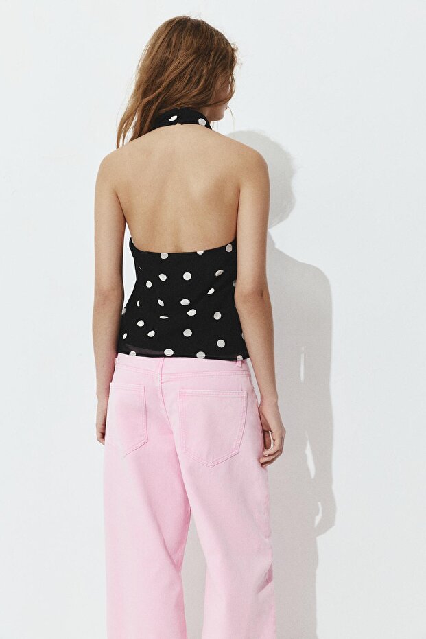 Puantiye desenli halter top - 5