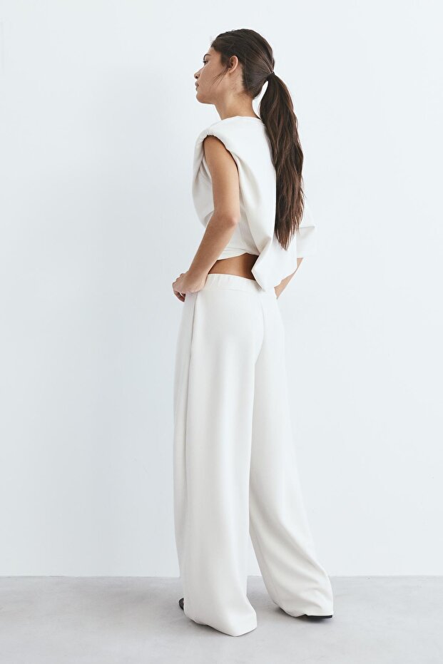 Pili geniş paça pantolon - 4