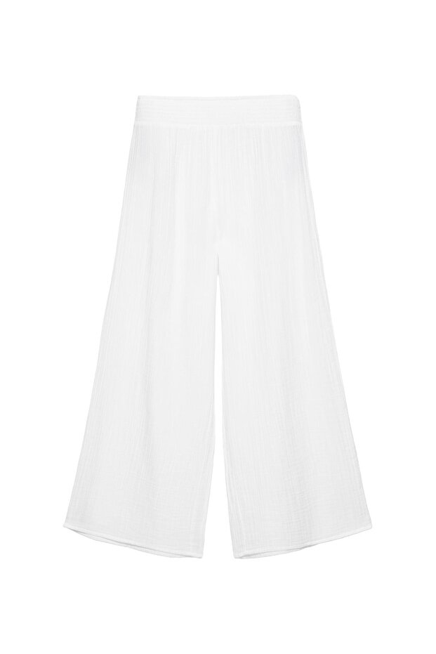 Şifon görünümlü dökümlü pantolon - 3