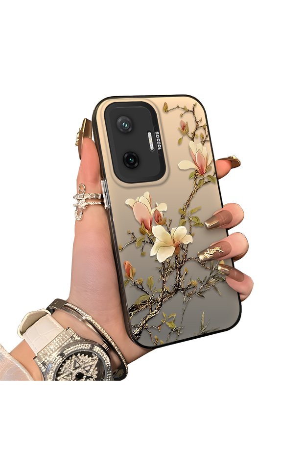Poco F7 Compatible Unbreakable Silicone Beautiful Floral Print Printed Cover Shock Absorbing Protection