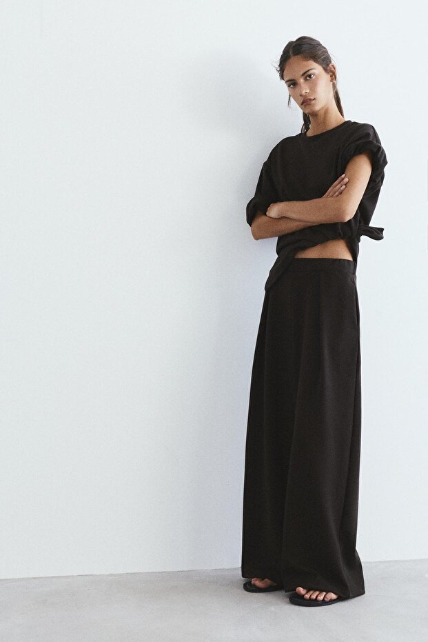 Pili geniş paça pantolon - 4