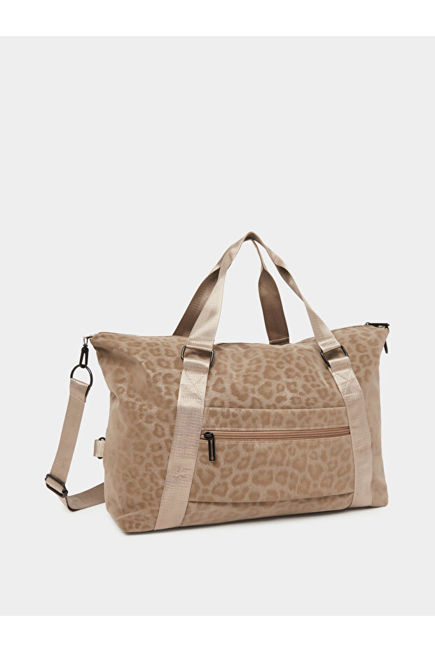 Khaki Leopard Print Gym Bag