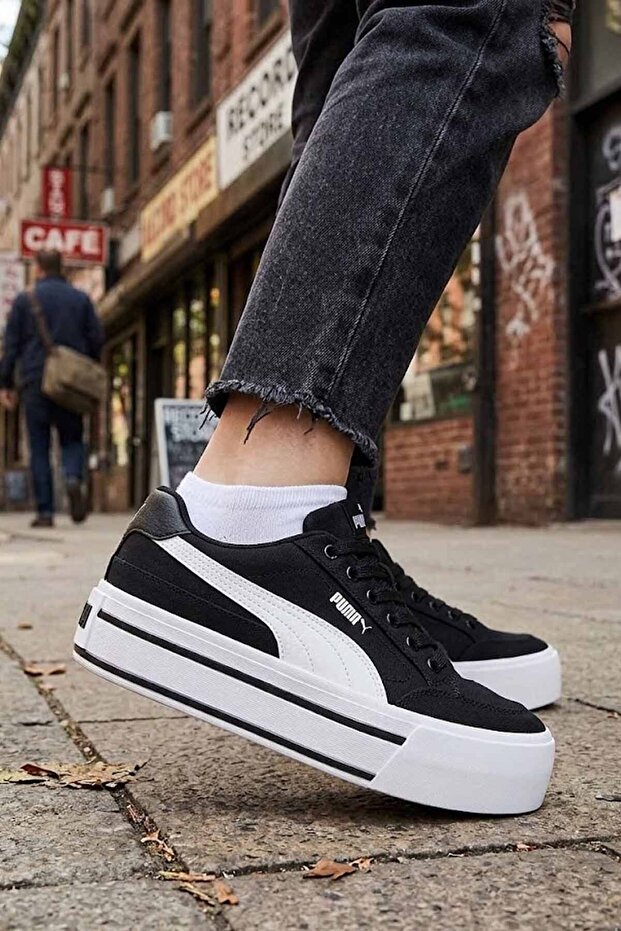 Mayze Canvas Women's Black Platform Sole Casual Sneakers - Comfortable and Stylish Street Style