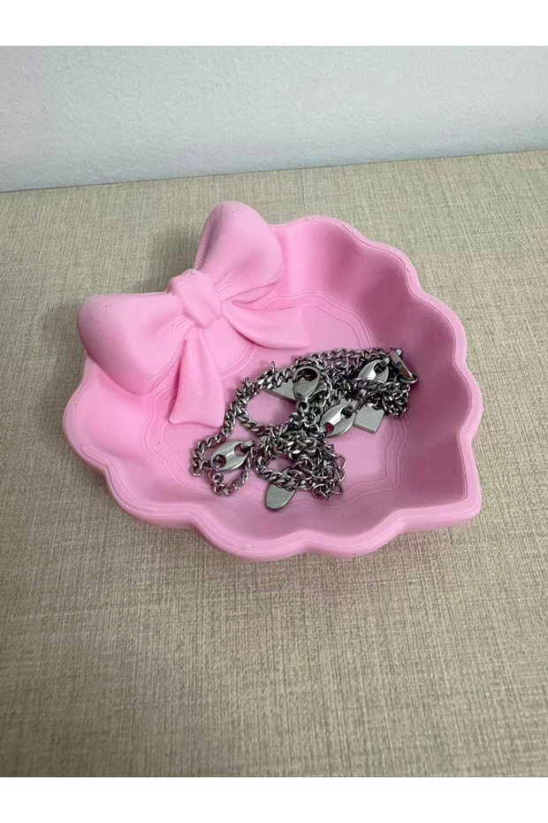 Bow Detail Decorative Jewelry Organizer Tray – Sweetheart Bow Catch-All Tray