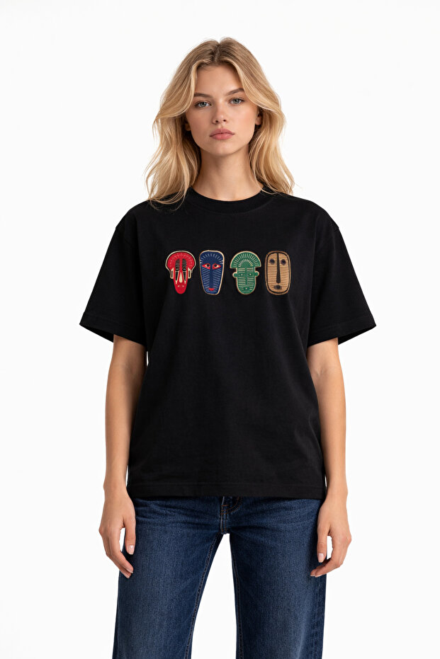 Unisex Women's Men's 4-Piece Ethnic Pattern Front Pattern Printed Oversize Thick Fabric Comfortable Cut Cotton T-Shirt