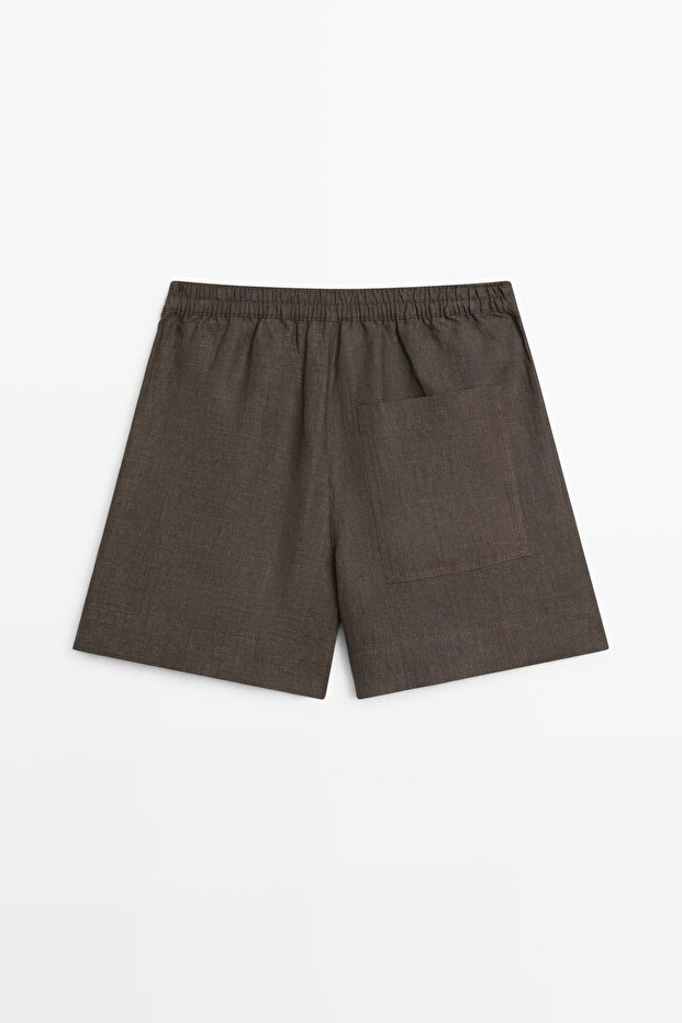 Kısa keten bermuda şort - 8