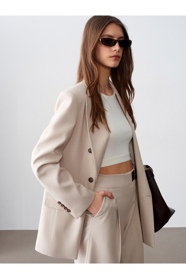 60792 Blazer Ceket-Bej - 4