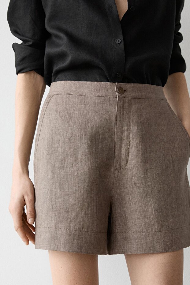 Kısa keten bermuda şort - 2