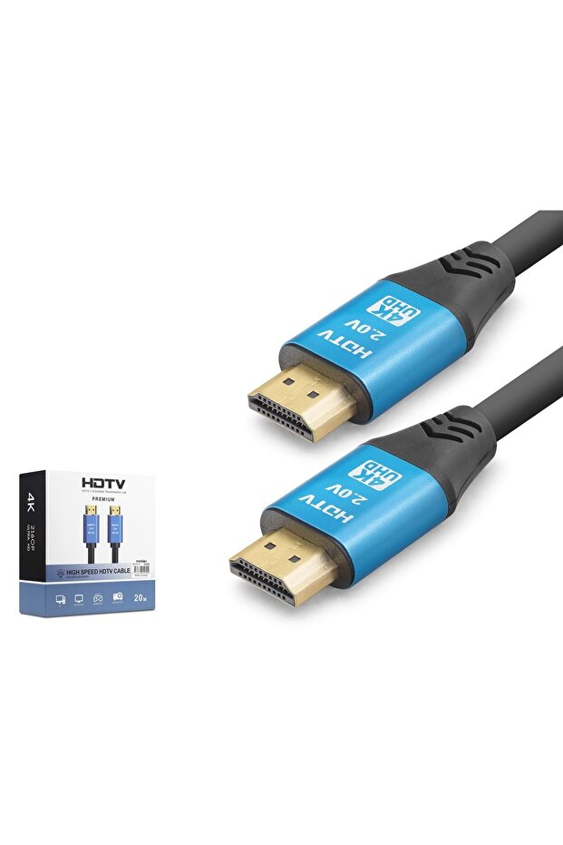 ND4055 كابل HDMI 2.0 4K UHD 19+1 OD 8.0 ملم 20 متر - أسود أزرق