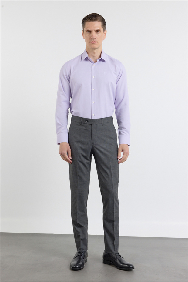 Black-Smoked Side Pocket Crowbar Pattern Slim Fit Flexible Classic Trousers 1003255174