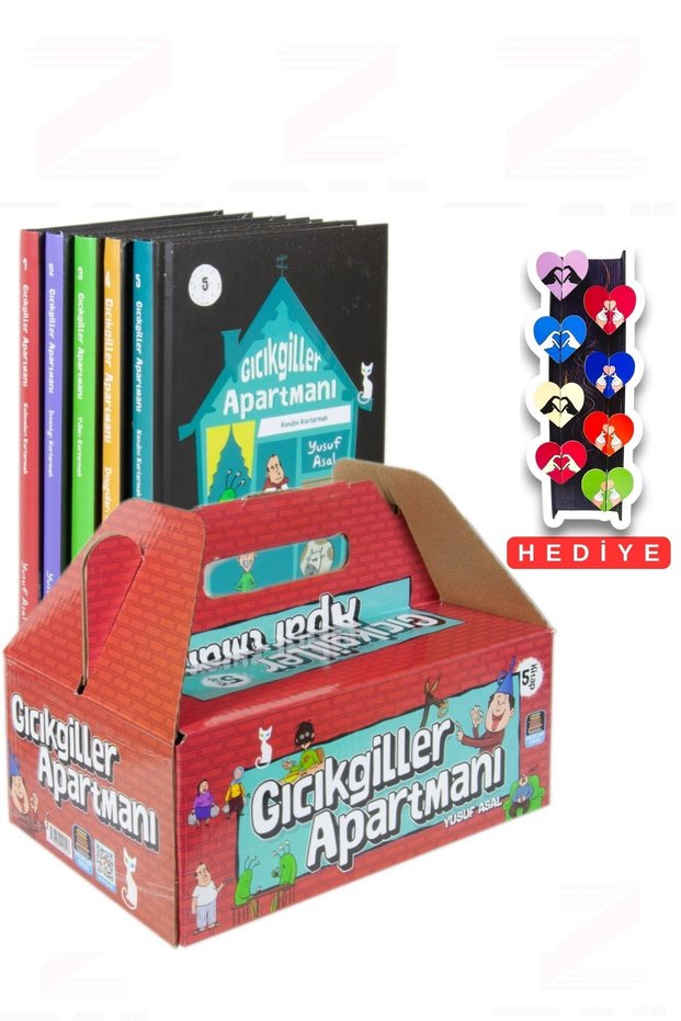 Gıcıkgiller Apartmanı 5 Kitap Kutulu Set -8 Piece Special Design Heart Bookmark Gift Set