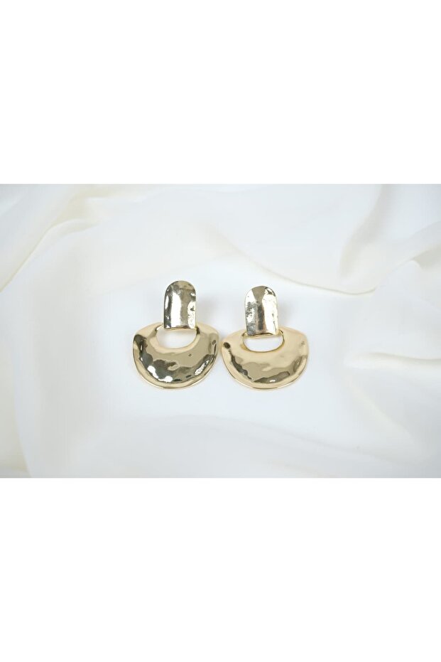 Bkp127 Gold Color Half Moon Shape Earrings (Length 40 mm)