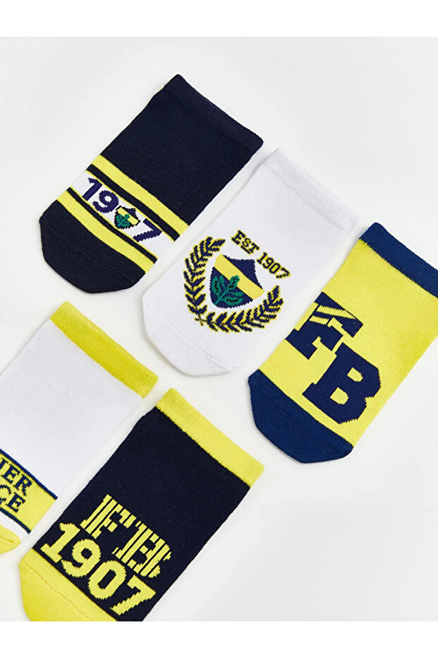 Mixed Fenerbahçe Patterned Boys' Booties Socks 5-Piece Set