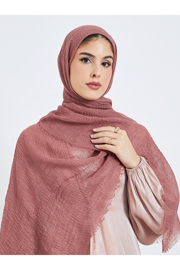 Rust Raw Edge Textured Hijab
