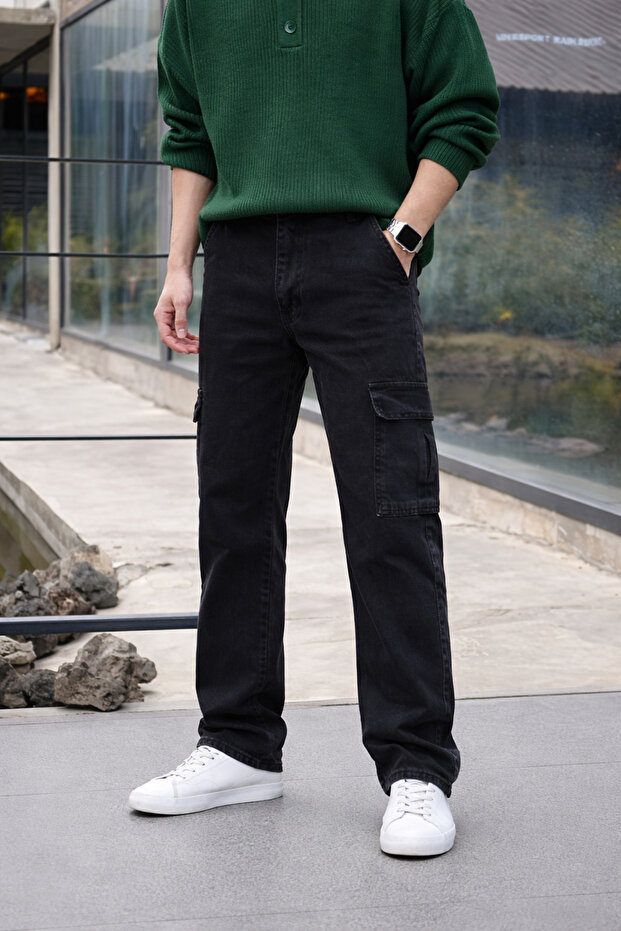 Men's High Waist Premium Smoked Cargo Baggy Pants