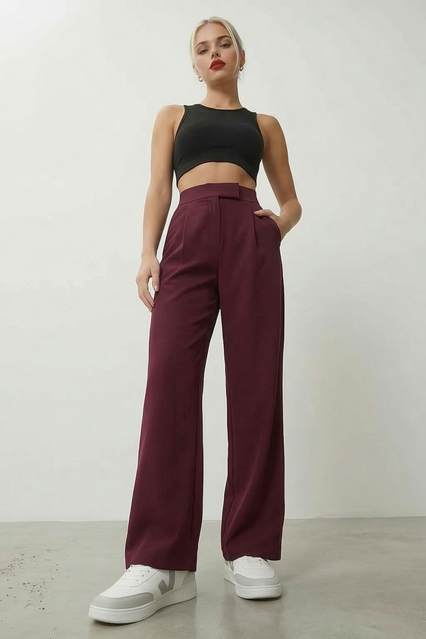 Women's Velcro Closure Stretchy Palazzo Pants