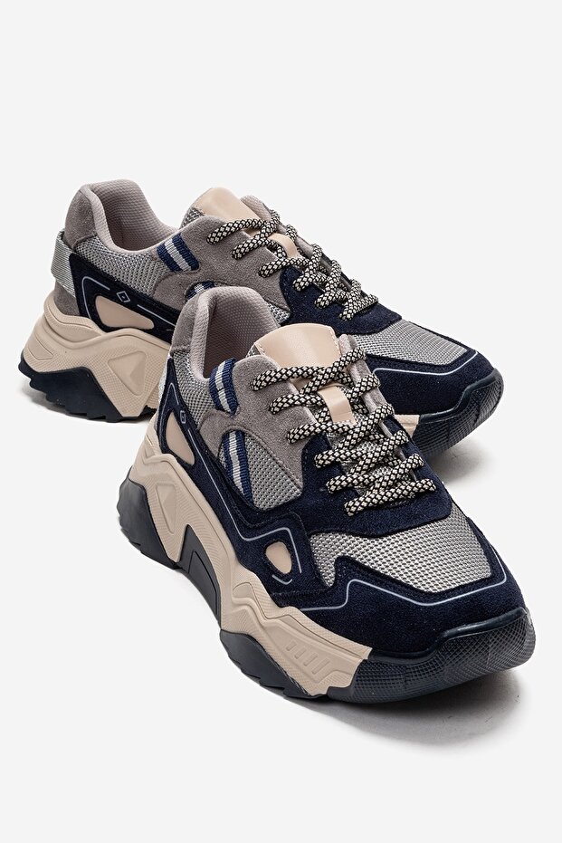 Fleur Navy Blue Suede Women Sneakers