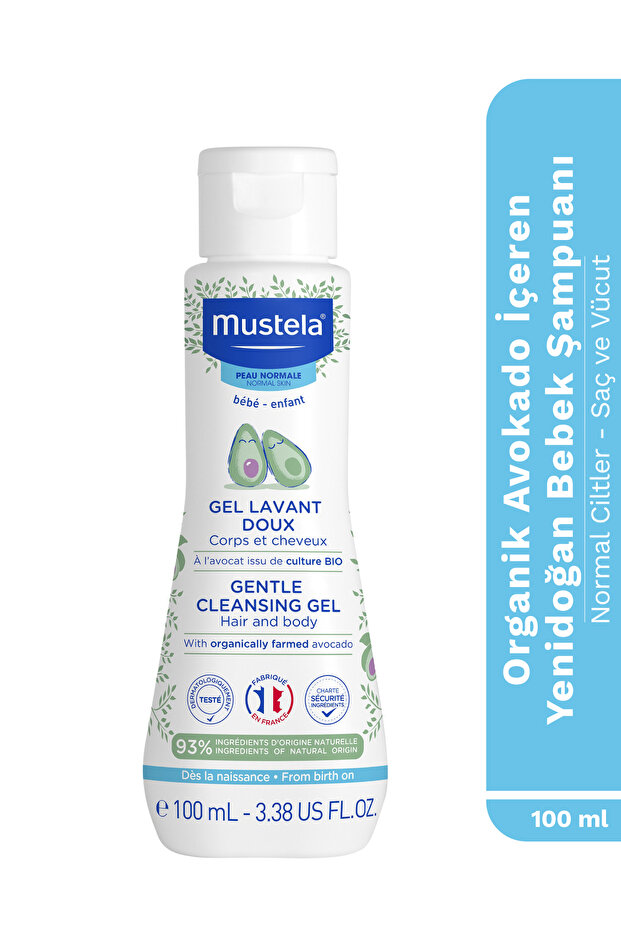 Mustela Organik Avokado İçeren Yenidoğan Bebek Göz Yakmayan Şampuanı Saç, Vücut 100 ml