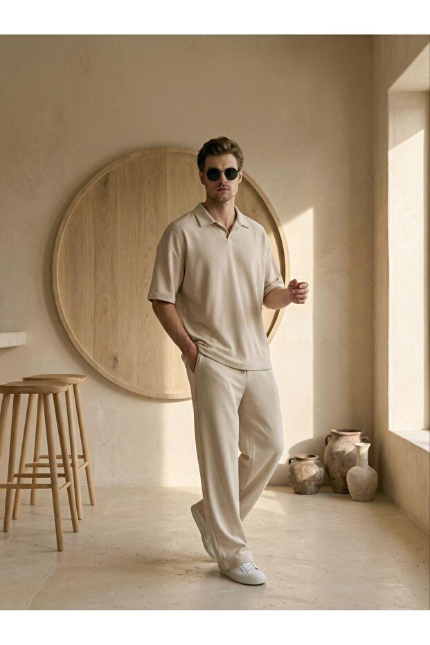 Modal Polo T-Shirt Baggy Tracksuit Set