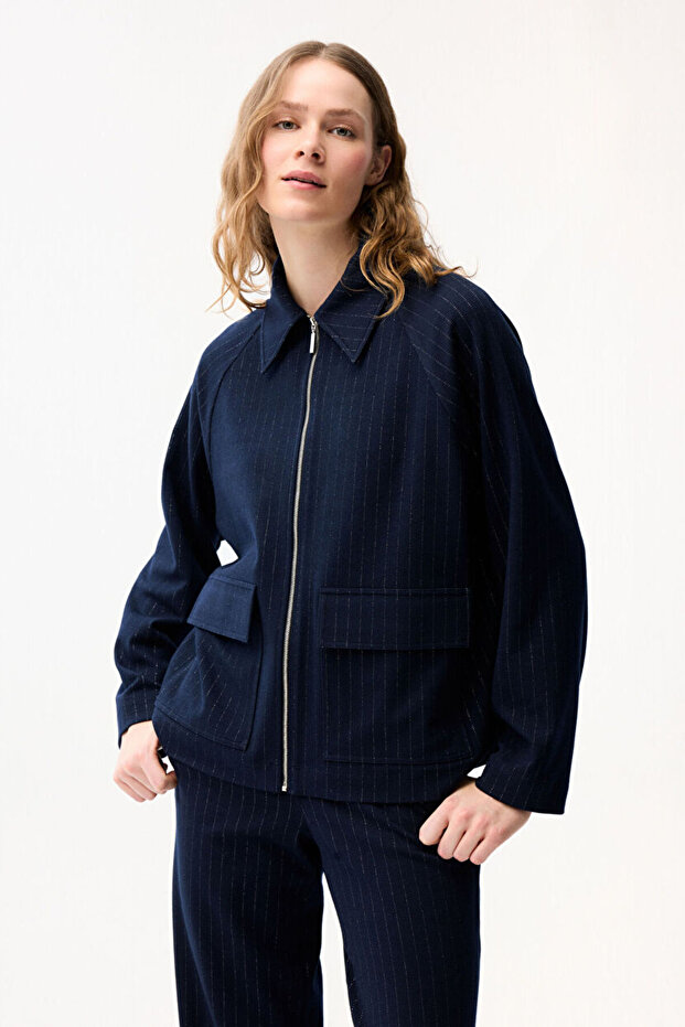 Fermuarlı Örme Ceket - 1