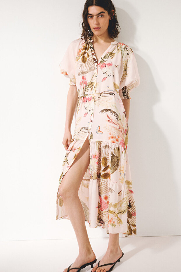 Kuşaklı Midi Elbise - 2