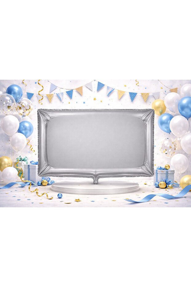 Gray Rectangular Frame Foil Balloon – Flat Fill Design