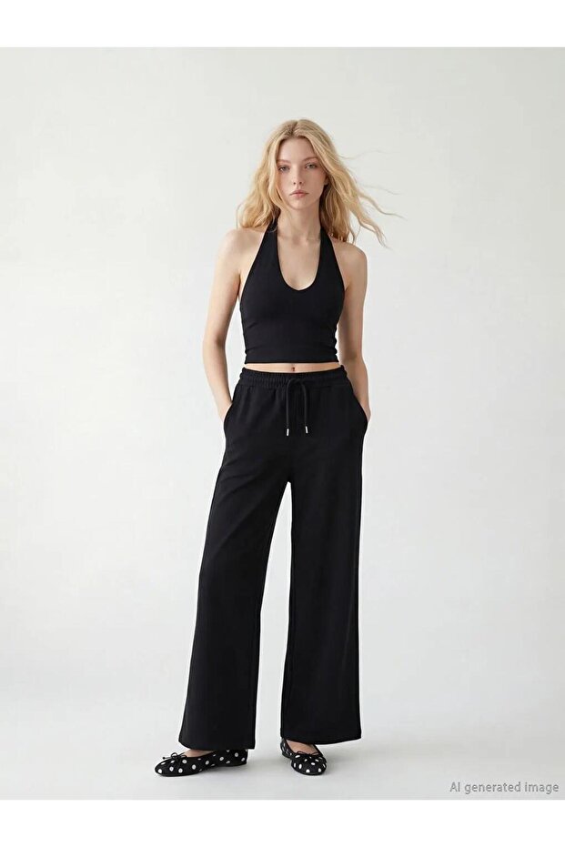 Elastic Waist Wide Leg Women's Sweatpants (S6)