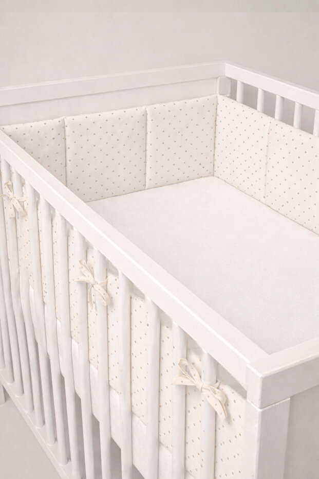 Crib Side Protector Single Piece 70X130 cm 100% Cotton 400 cm Protective Polka Dot Baby Side Protection