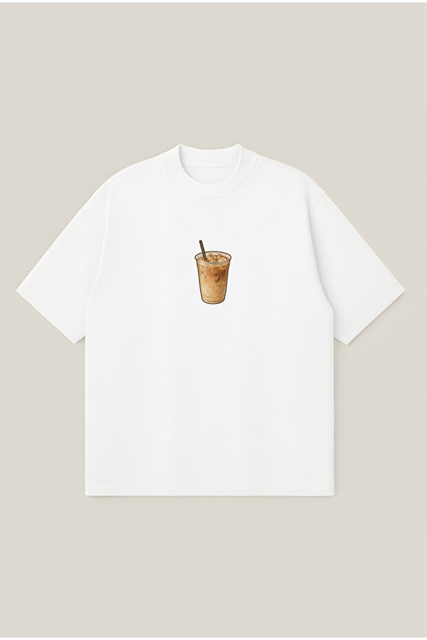 Iced Coffee Lover Oversize Boxy Cut Unisex 100% Cotton Printed Tshirt | Streetwear