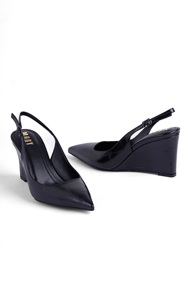 Wedge Heel Open Back Shoes Classic Heeled Shoes