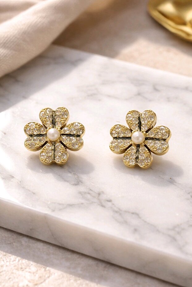 Taşlı Yonca Küpe - 4