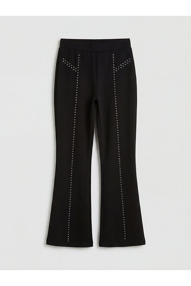 Vizyon New Season Stone Detailed Girls' Flared Leggings