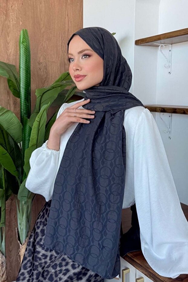 قطن قطعة من شال كراش باللون الأزرق الداكن