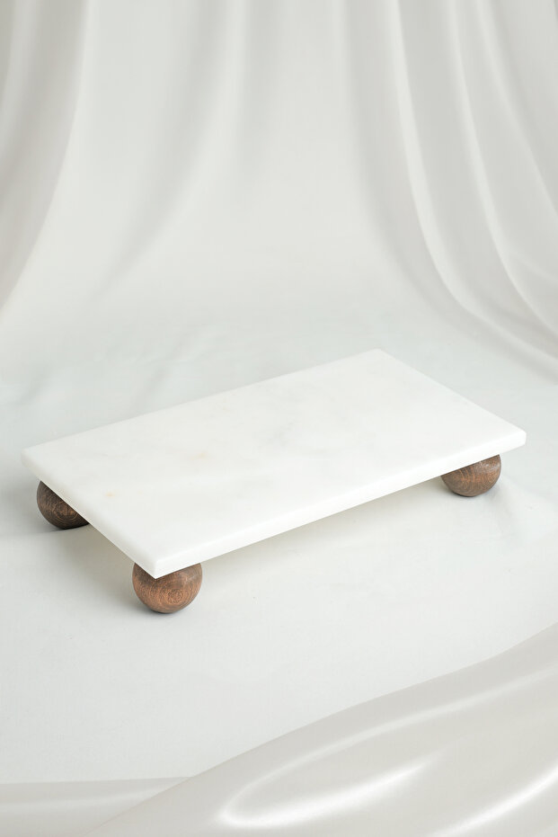 حامل عرض خشبي من الرخام الطبيعي المستطيل من أولمو مقاس 15x30