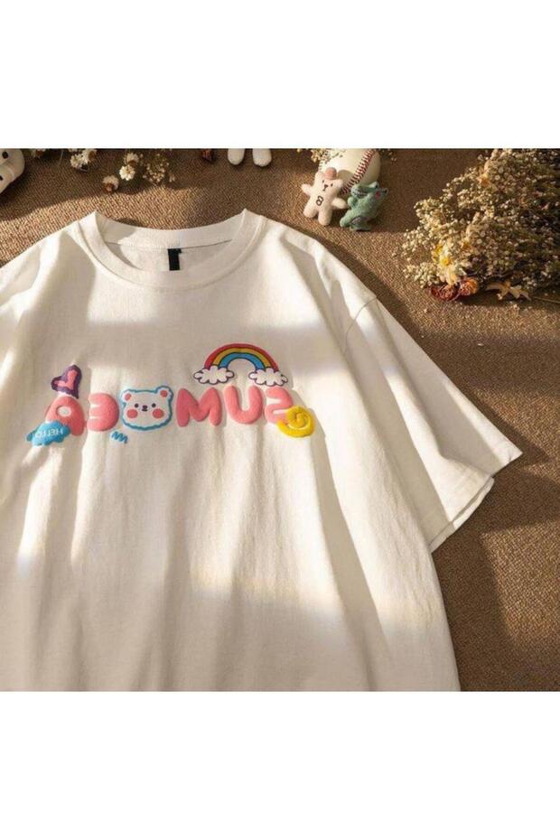 تي شيرت Sumep Rainbow Detail للجنسين مقاس كبير