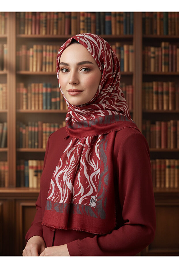 وشاح تريند ويف منقوش - وشاح حجاب عصري خفيف قماش
