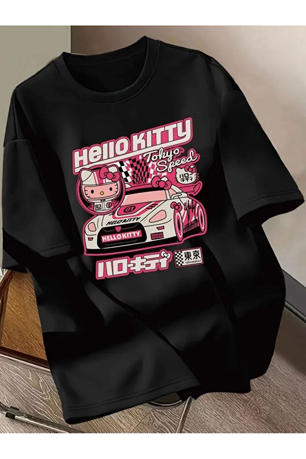 Hello Printed Oversized Women'S/Men's Unisex White Tshirt