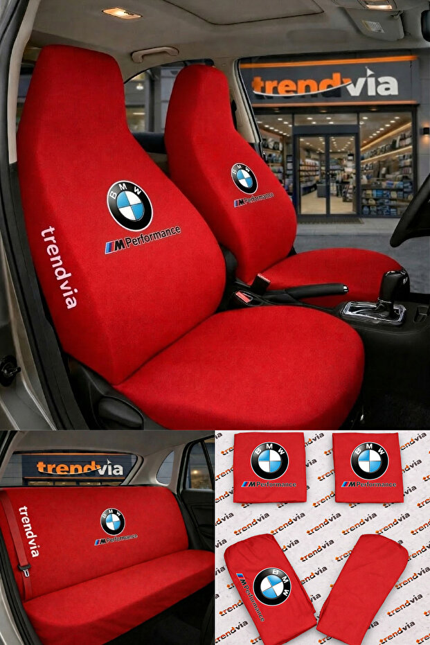 Bmw Logo Auto Seat Cover Front Rear Set – Combed Cotton Stretch Fabric Universal Seat Protector Service Cover