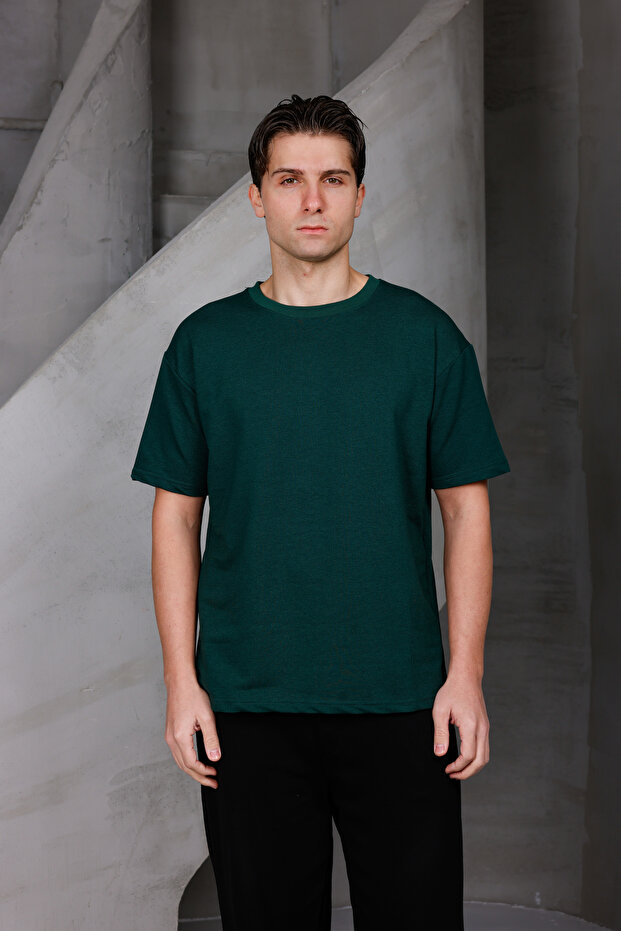 Tricou pentru bărbați Basic Oversize Crew Neck 2 Two Yarn Compact - 2