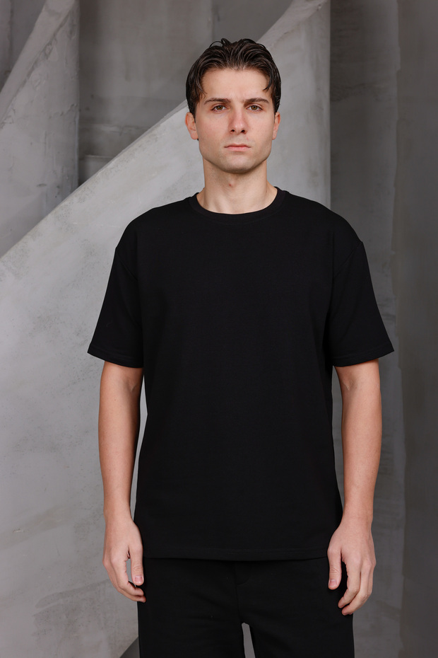 Men's Basic Oversized Crew Neck 2 Two Thread Ko Compact -Shirt - 3