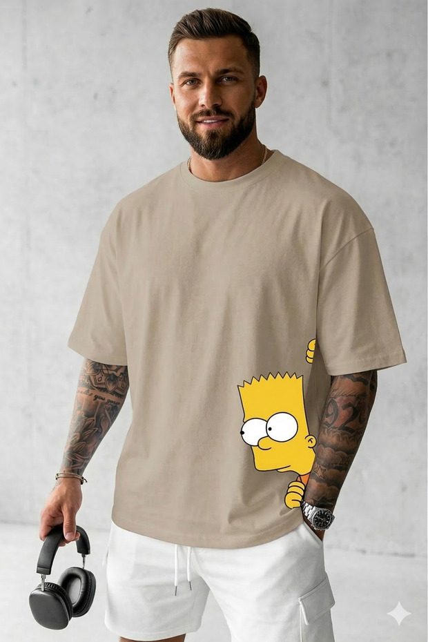 Unisex Crew Neck Cotton Llu Oversized T-Shirt
