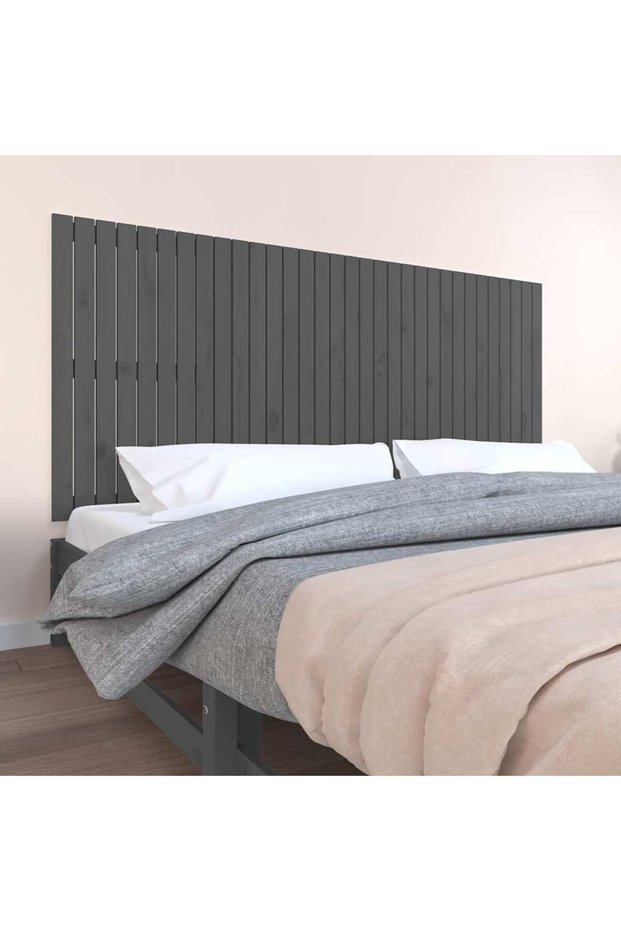 Wall-mounted headboard, gray, 204x3x90 cm, solid pine wood