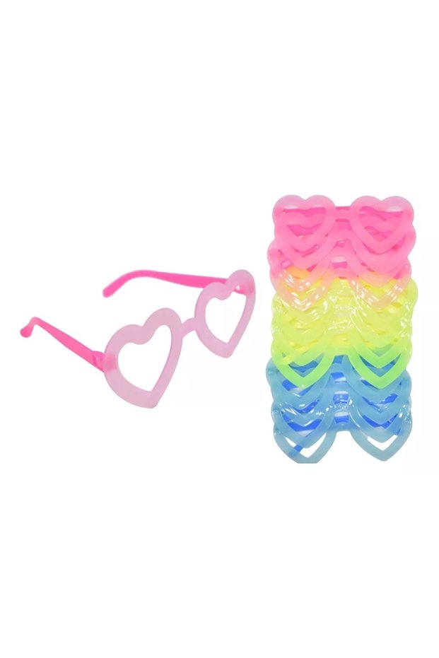 Retro Neon Fluorescent Heart Glasses 12 Pieces – 80S 90S Party Style