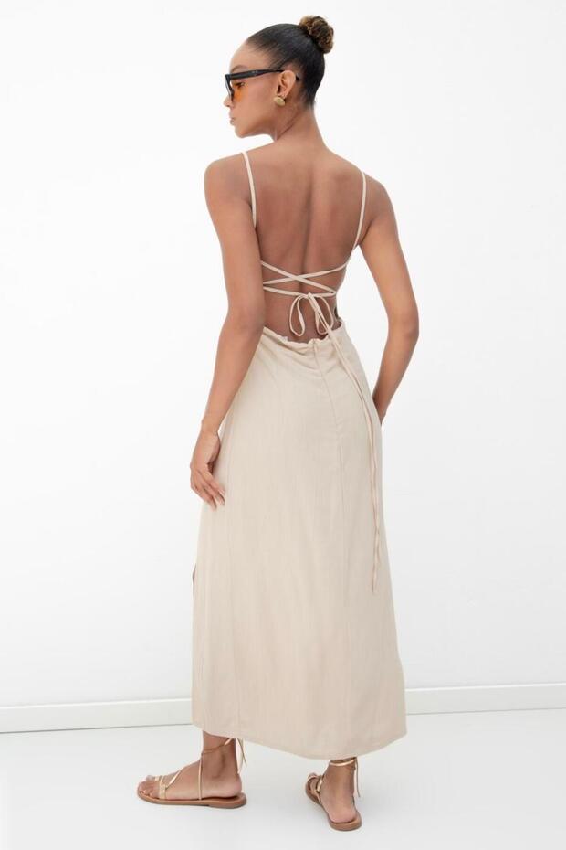 Askılı Midi Korse Elbise - 3